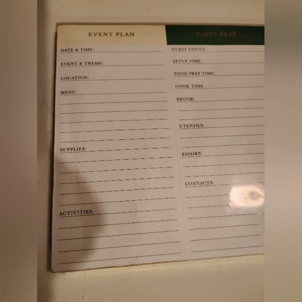 Kate Spade White Notepad EVENT PLAN PARTY PREP SHOPPING LIST Columns 80 Sheets